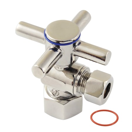 Kingston Brass 1/2" FIP x 3/8" O.D. Comp Quarter-Turn Angle Stop Valve, Polished Nickel CC43106DX